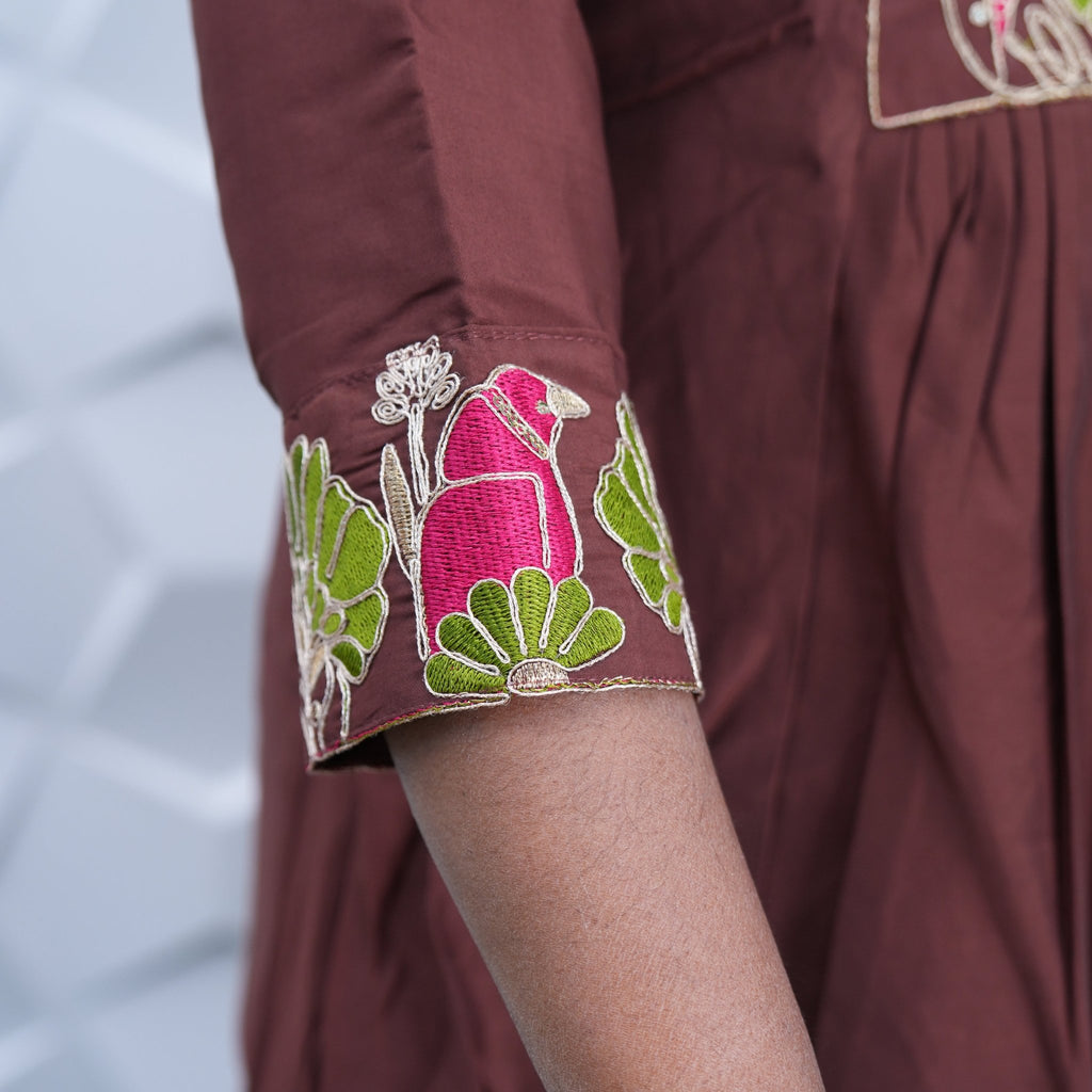 Royal Maroon Embroidered Anarkali Kurta Set with Dupatta