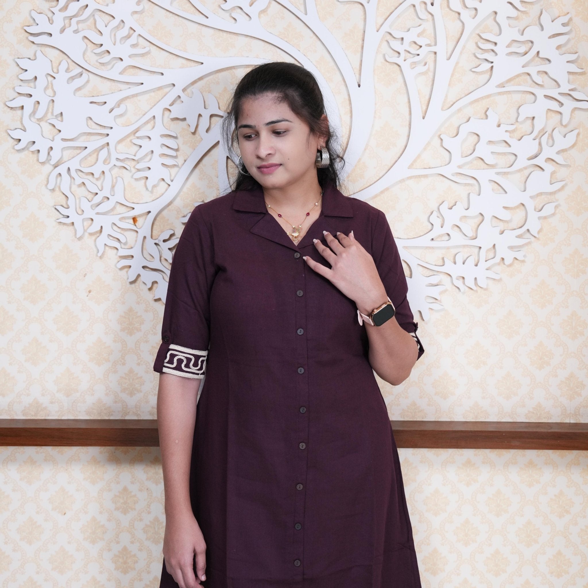 Royal Plum Rope Embroidered Indo-Western Frock