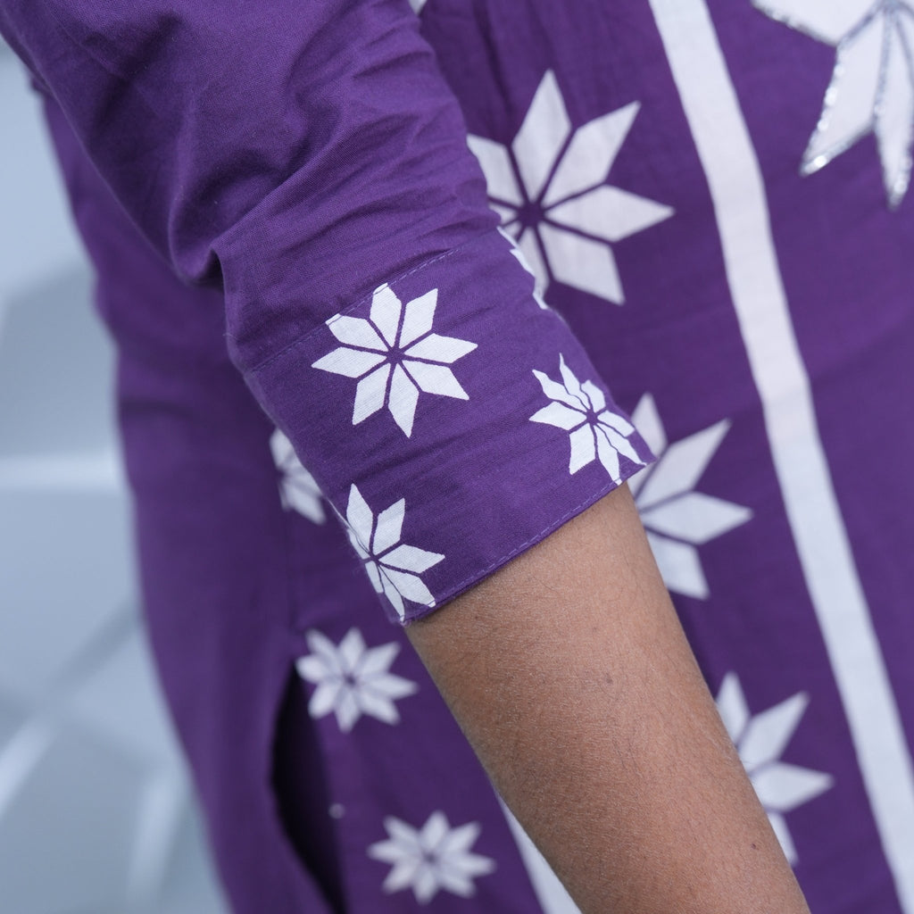 Royal Violet Star Kurti Set