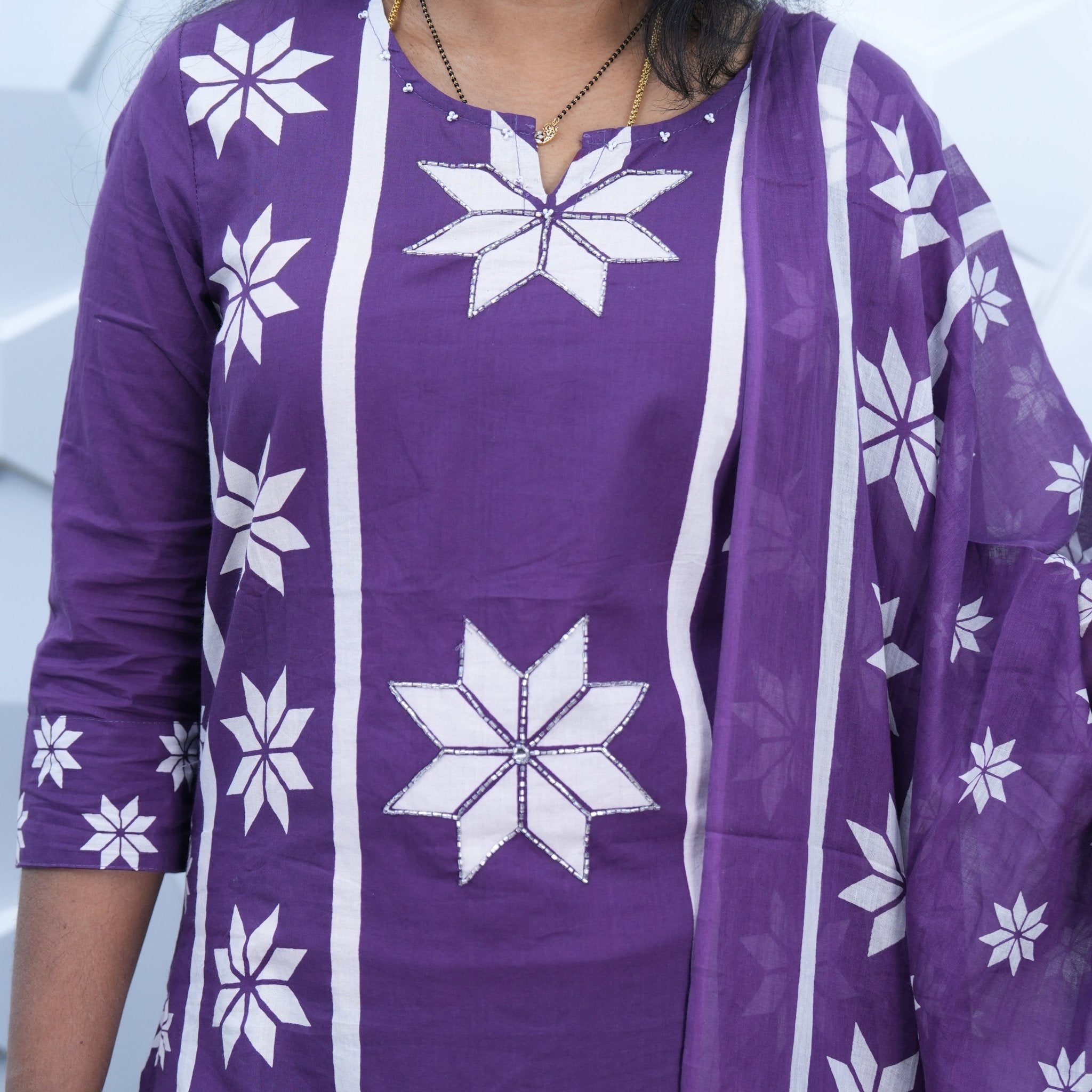 Royal Violet Star Kurti Set