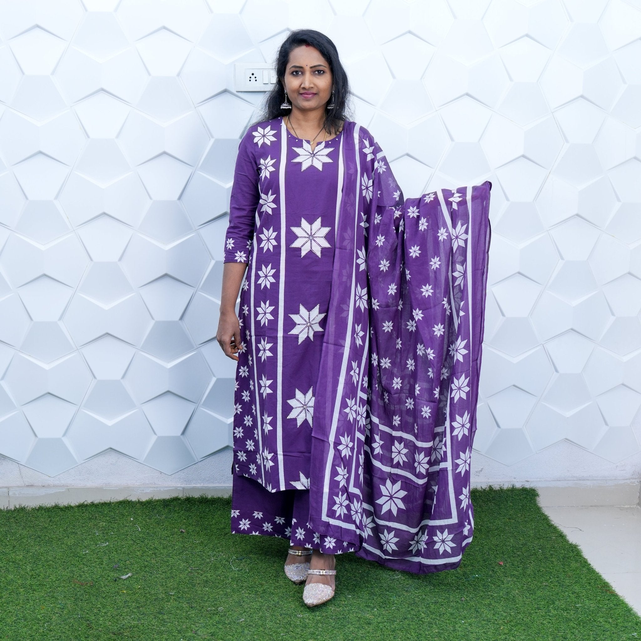 Royal Violet Star Kurti Set
