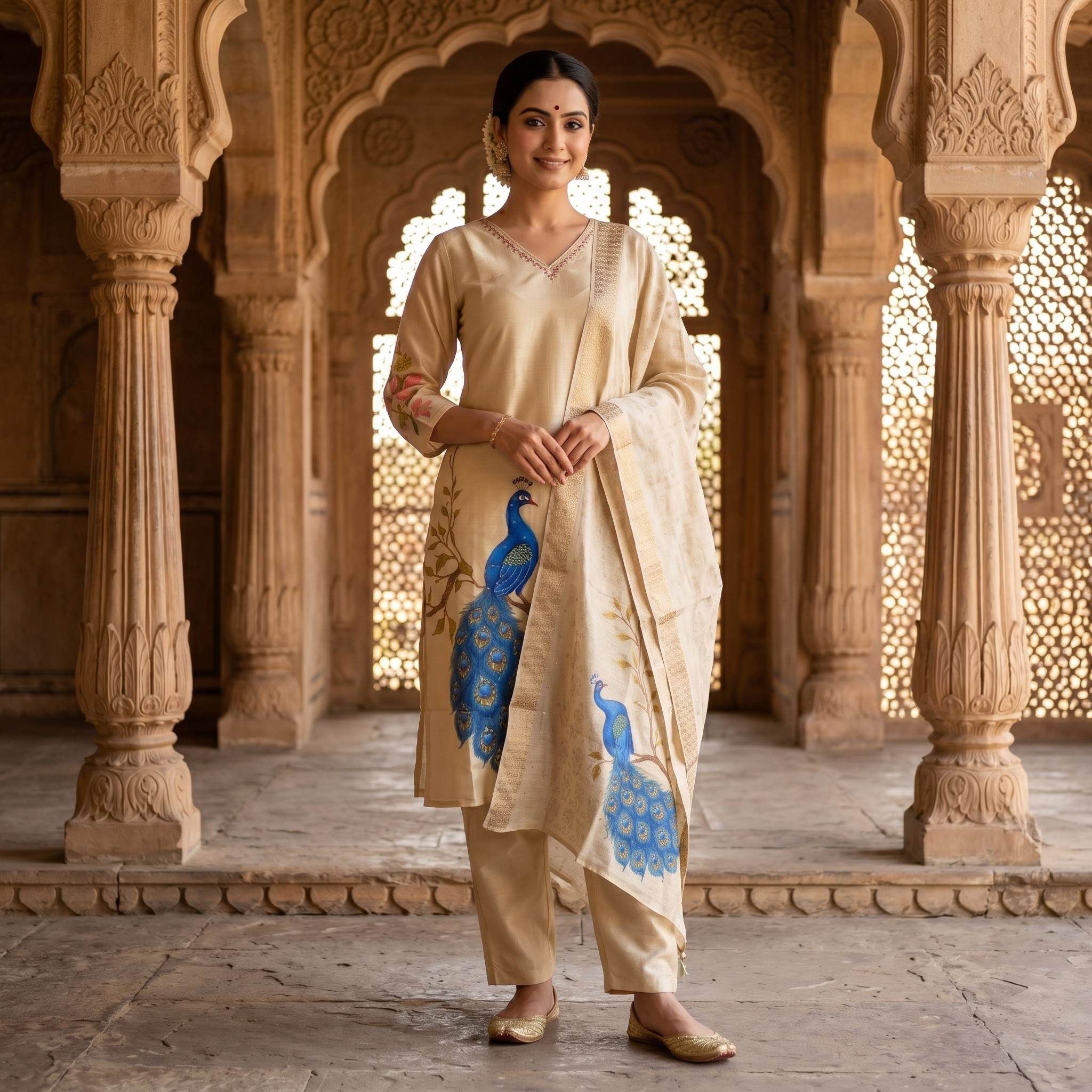 Digital print peacoack semiparty wear