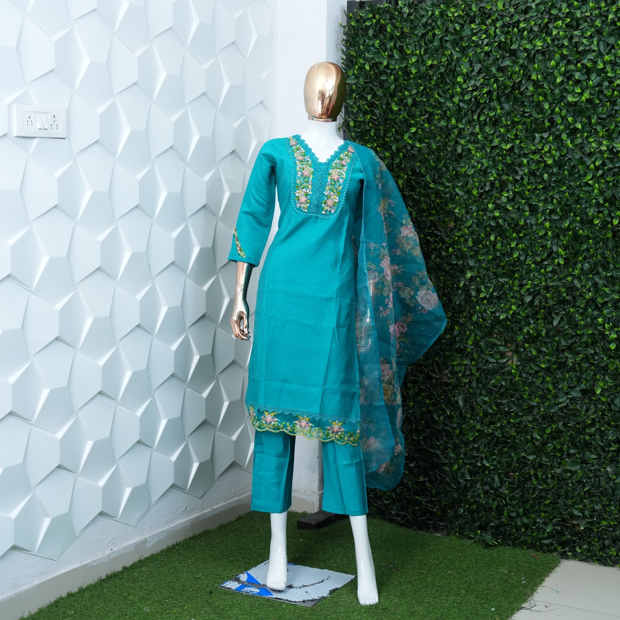 Semi party wear with organza dupatta