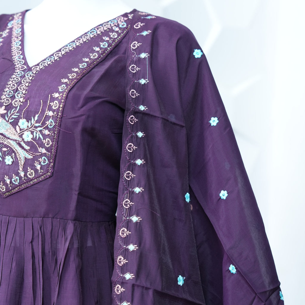 Silk with thread work