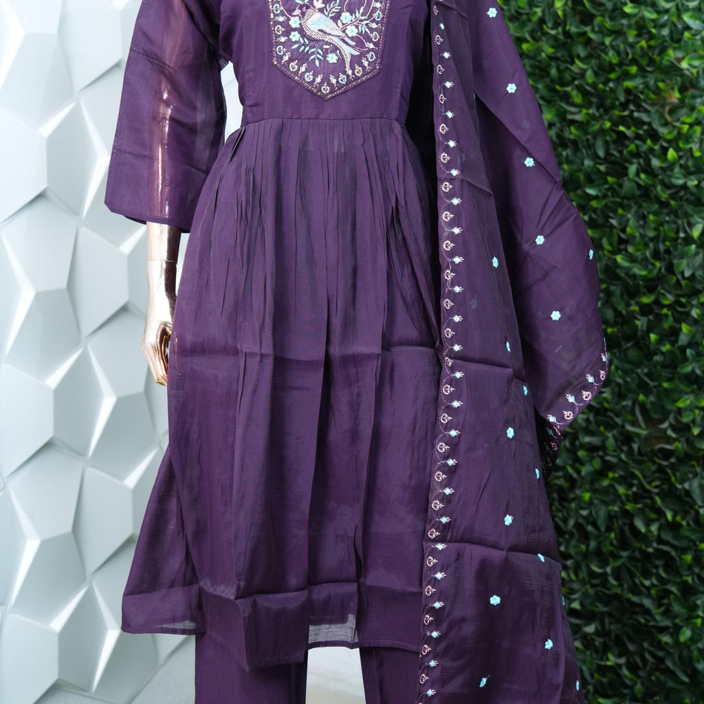 Silk with thread work