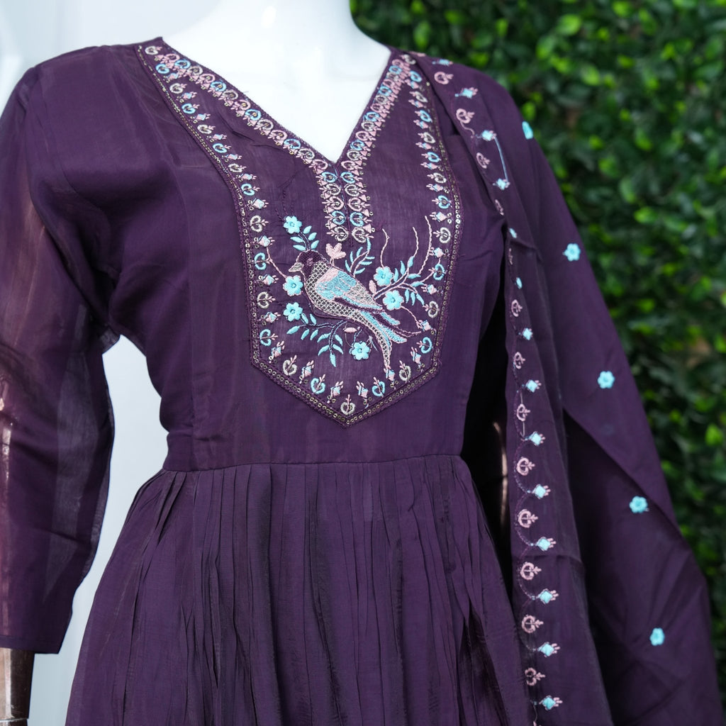 Silk with thread work
