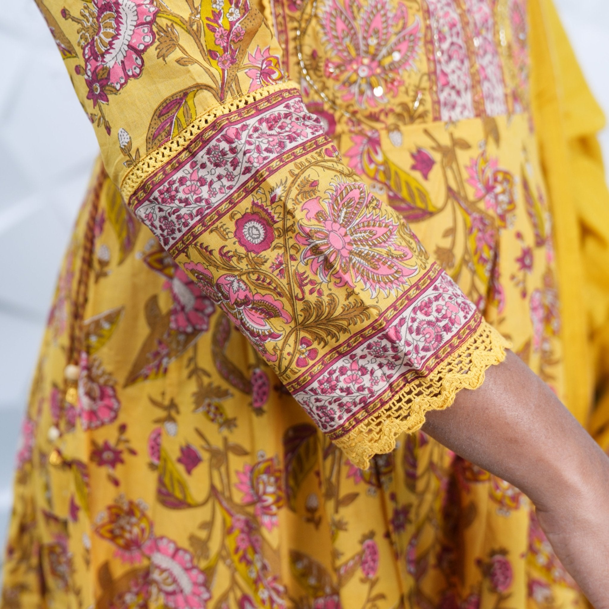 Sunflower Bloom Printed Anarkali Kurta Set