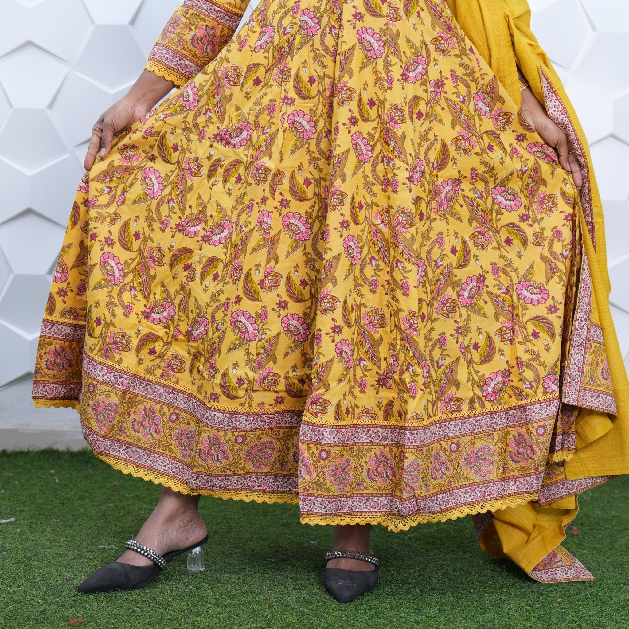 Sunflower Bloom Printed Anarkali Kurta Set