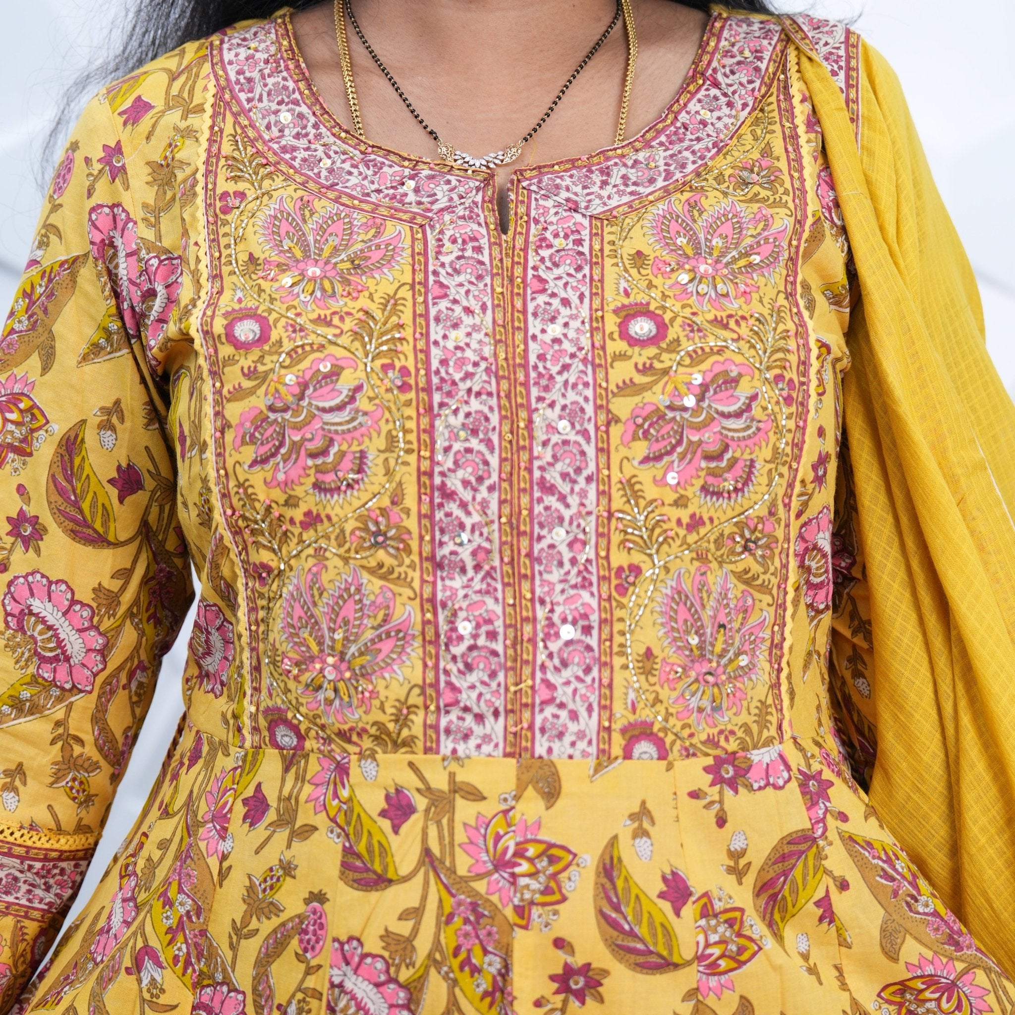 Sunflower Bloom Printed Anarkali Kurta Set