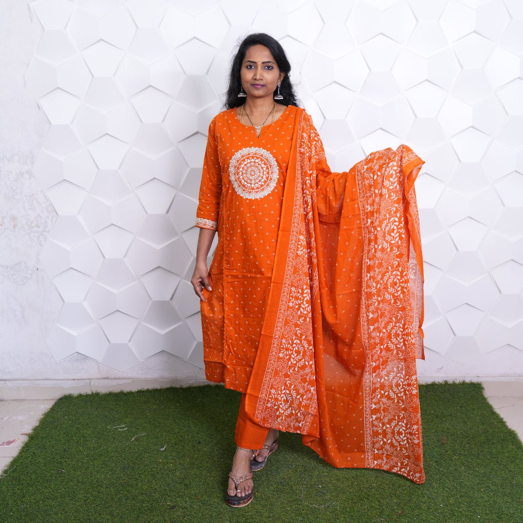 Sunset Ember Cotton Kurta Set