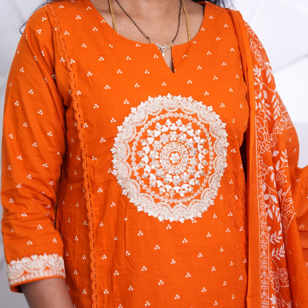 Sunset Ember Cotton Kurta Set
