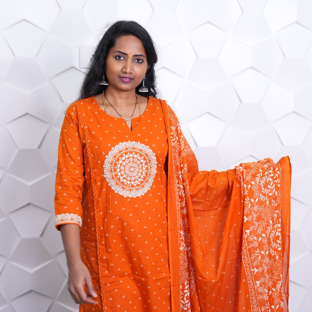 Sunset Ember Cotton Kurta Set