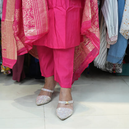 Pink Coat Model Kurta Set