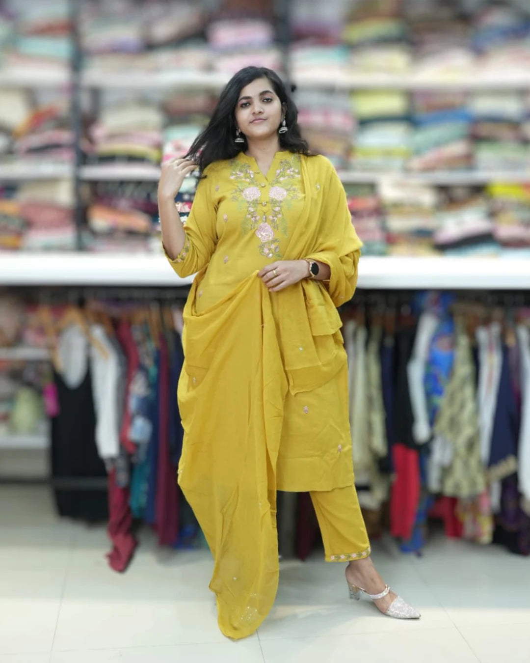 yellow style kurta pant set