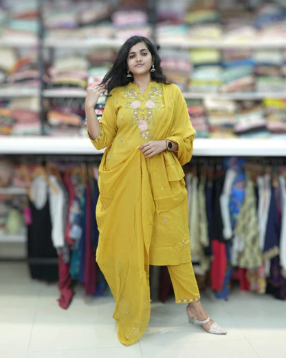 yellow style kurta pant set