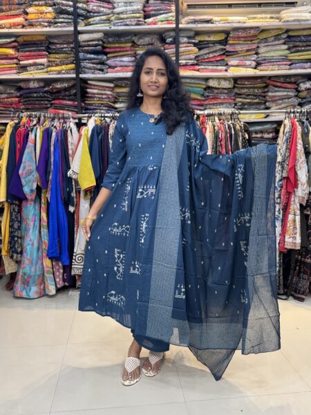3 Piece Kurtha Set Peacock Blue