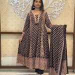 Black Hazrakh Print Kurta Set for plus size women