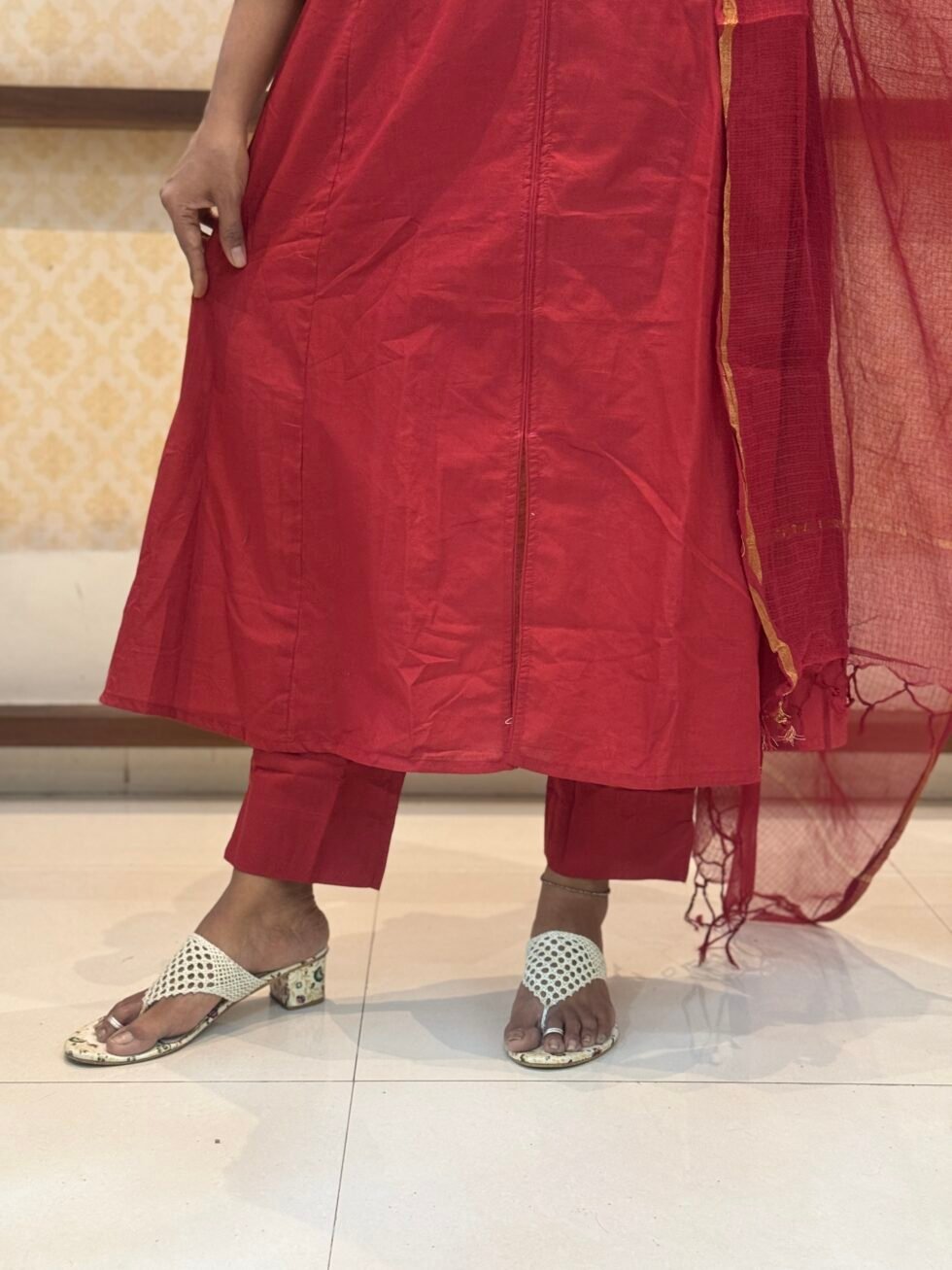 Brick Red Anarkali Set for women