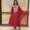 Brick Red Anarkali Set for women