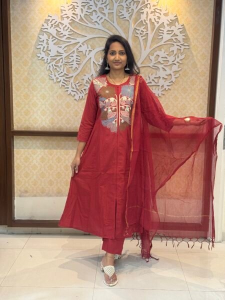 Brick Red Anarkali Set for women