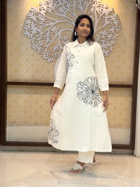 White 2 Piece Kurtha Set for women