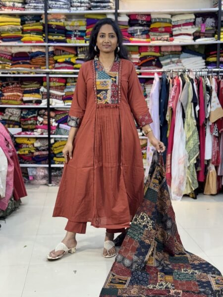 Brown 3 Piece Anarkali Set for Women | Elegant Ethnic Wear