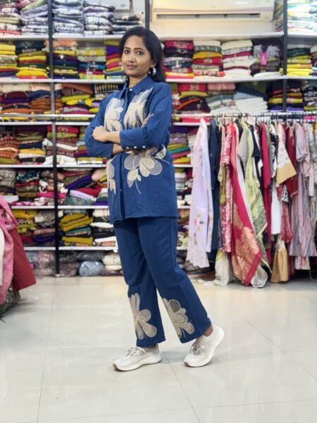 Dark Blue 2 Piece Cord Set for Women | Stylish Matching Set