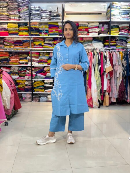 Sea Blue 2-Piece Cord Set for Women | Stylish Matching Set